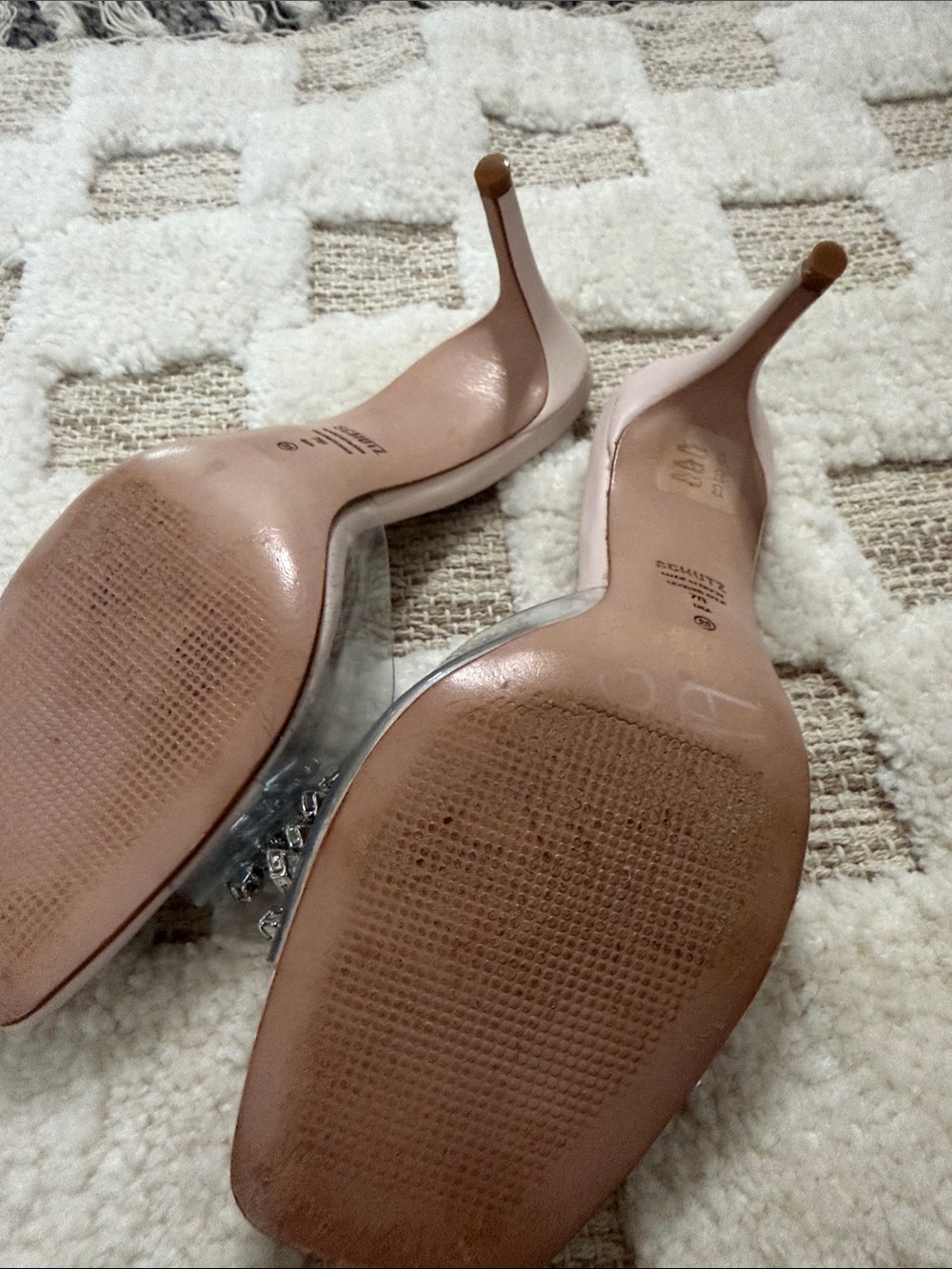 SCHUTZ Pink Crystal-Embellished Clear Strap Mules - Picture 5 of 8